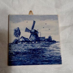 Vintage 3"x 3" Delft Hanging Tile